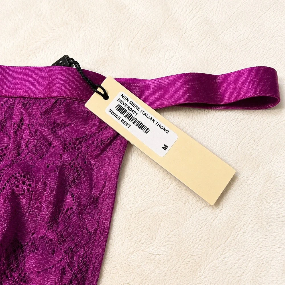 COSABELLA NSN Men's Italian Lace Thong Swiss Beet‎ Purple - Size M / NWT
